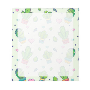 Kawaii Cactus & Hearts Notepad