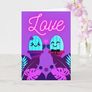 kawaii cactus love for Valentine's day Card