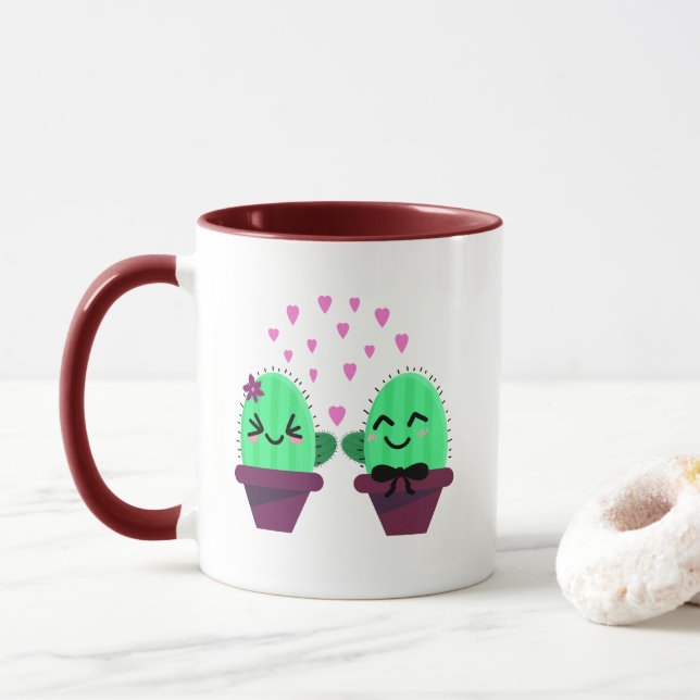 kawaii cactus love mug (With Donut)