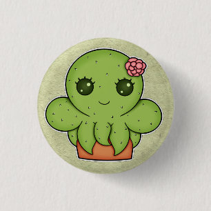 Kawaii Cactus Octopus 3 Cm Round Badge