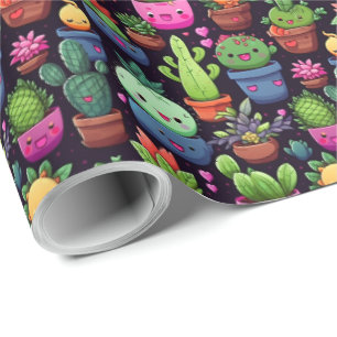 Kawaii Cactus Wrapping Paper
