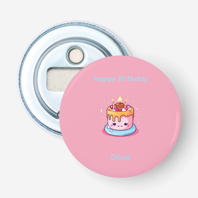 Kawaii cake bottle opener pink (Front)
