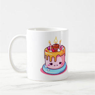 Kawaii cake gift, cute round  coffee mug