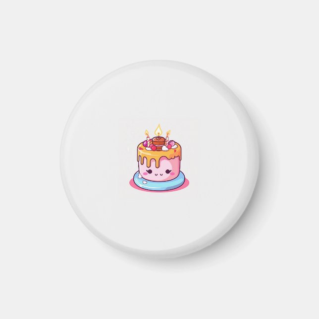 Kawaii cake magnet, cute round  magnet (Front)