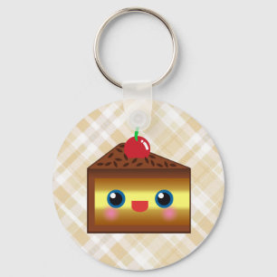 Kawaii Cake Pie Chocolate Vanilla Cream Cherry Yum Key Ring