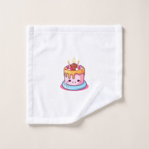 Kawaii cake wipe, flannel, cute round wash cloth