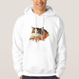 Kawaii Calico Cat Floral Peeking Art Hoodie