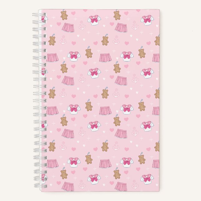 "Kawaii Campus" Preppy Schoolgirl Plain Notebook (Front)