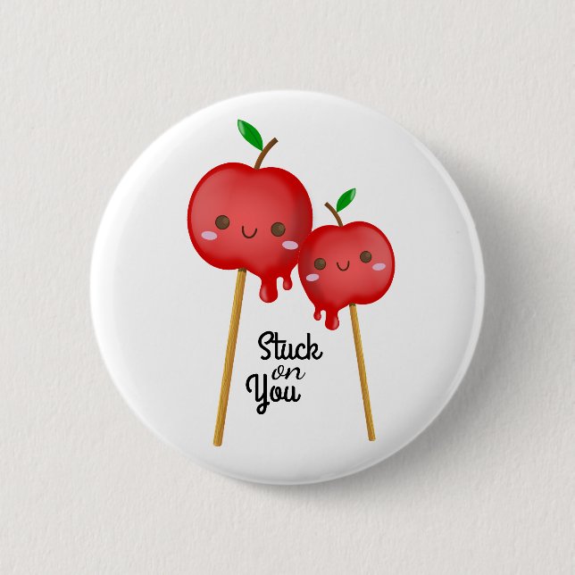 Kawaii Candy Apples Couple Stuck Together 6 Cm Round Badge (Front)