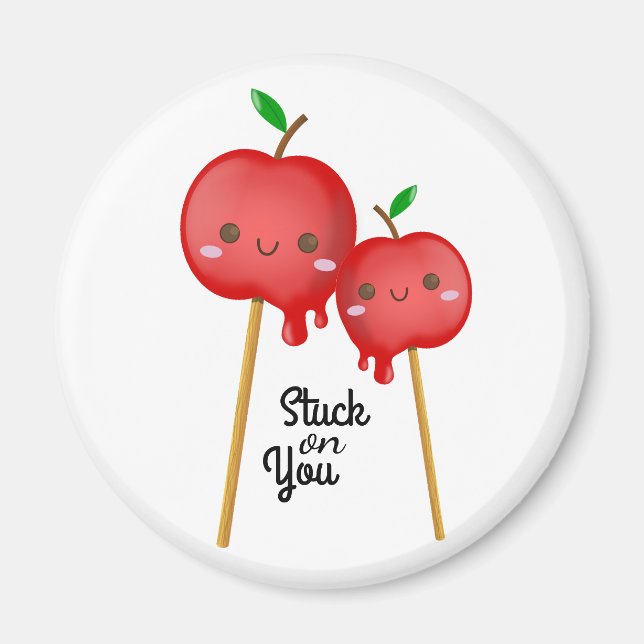 Kawaii Candy Apples Couple Stuck Together Magnet (Front)
