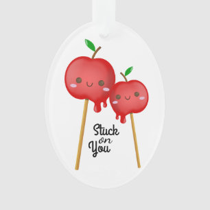 Kawaii Candy Apples Couple Stuck Together Ornament