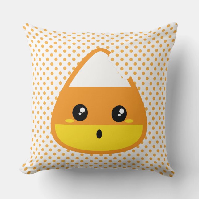 Kawaii Candy Corn Throw Pillow (Front)
