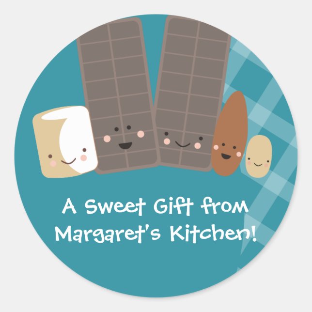 kawaii candy making marshmallows baking gift st... classic round sticker (Front)