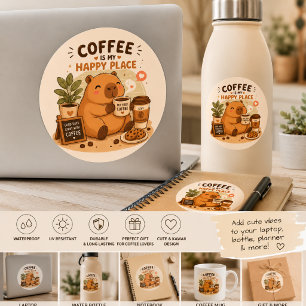 Kawaii Capybara Coffee Sticker   Cute Coffee Lover