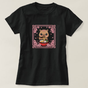 Kawaii Capybara Eating Ramen Noodles Japanese T-Shirt