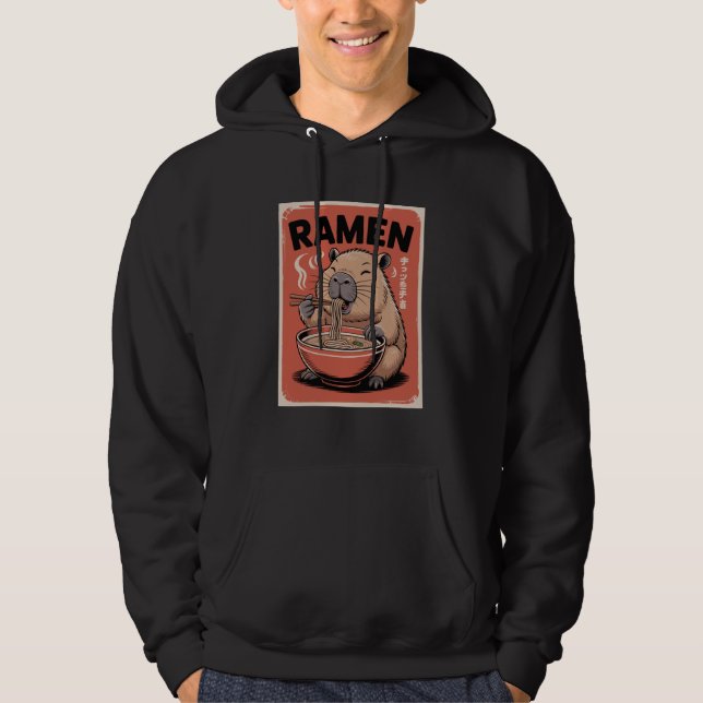 Kawaii Capybara Japanese Noodles Funny Ramen Lover Hoodie (Front)