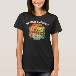 Kawaii Capybara Turtle Ramen Buddies Noodle Retro  T-Shirt