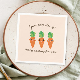 Kawaii Carrots Rooting For You Motivational Words Napkin