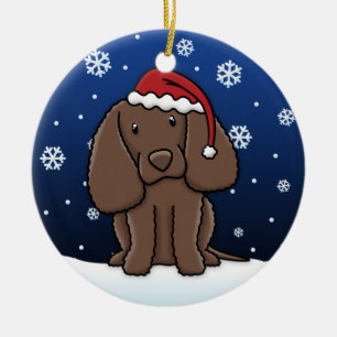 Kawaii Cartoon American Water Spaniel Christmas Ceramic Tree Decoration