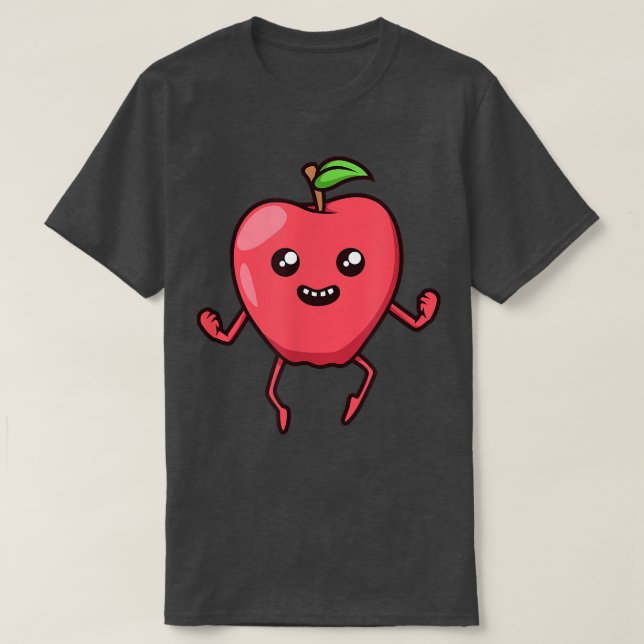 Kawaii Cartoon Apple  T-Shirt (Design Front)