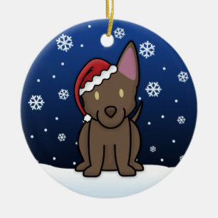 Kawaii Cartoon Australian Kelpie Christmas Ceramic Ornament