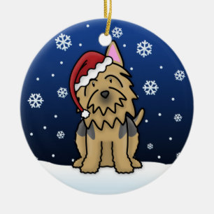 Kawaii Cartoon Australian Terrier Christmas Ceramic Ornament