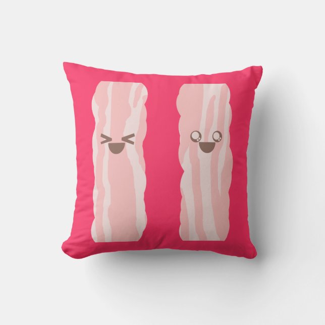 Kawaii Cartoon Bacon Cute Breakfast Cushion (Front)