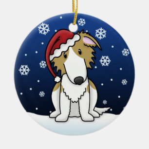 Kawaii Cartoon Borzoi Christmas Ornament