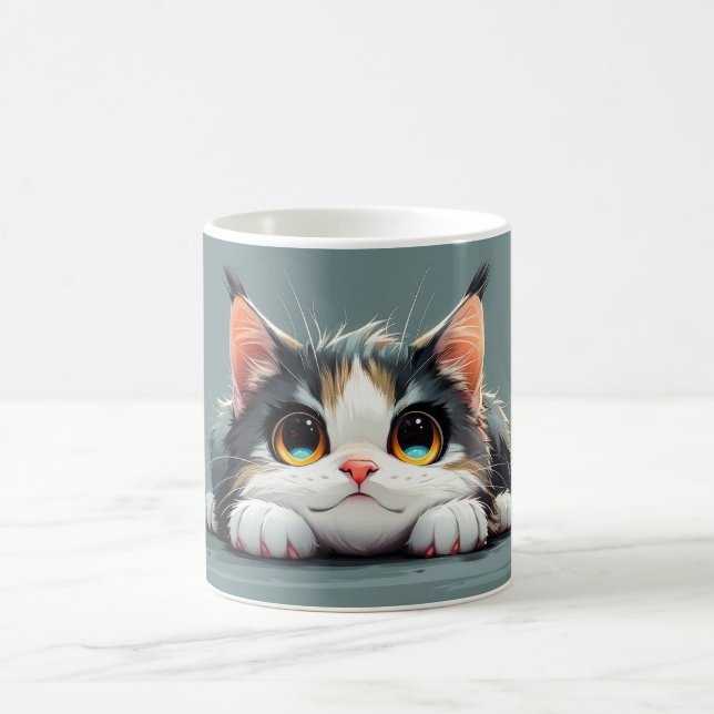 Kawaii Cartoon Cat Coffee Mug (Center)