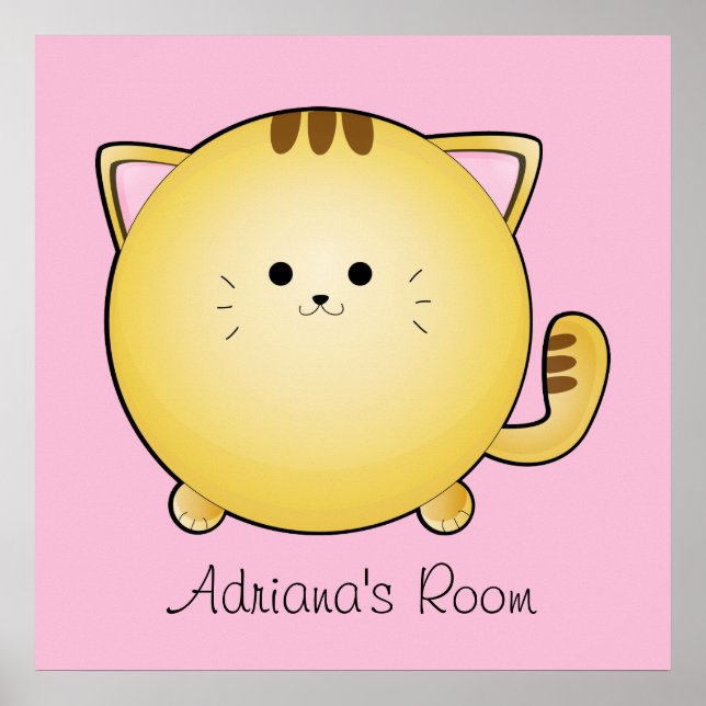 Kawaii Cartoon Cat Room Poster (Front)