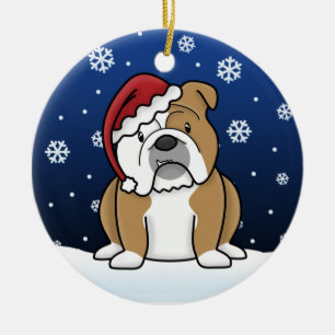 Kawaii Cartoon English Bulldog Christmas Ornament