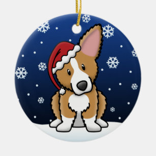 Kawaii Cartoon Fluffy Pembroke Welsh Corgi Ceramic Tree Decoration