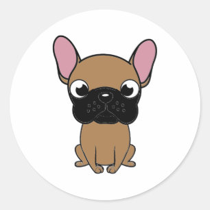 kawaii cartoon french bulldog classic round sticker