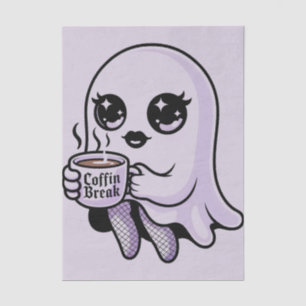 Kawaii Cartoon Ghost with Fishnet Stockings Tissue Paper