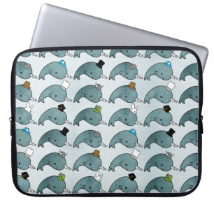 Kawaii Cartoon Grunge Narwhals hats Laptop Bag