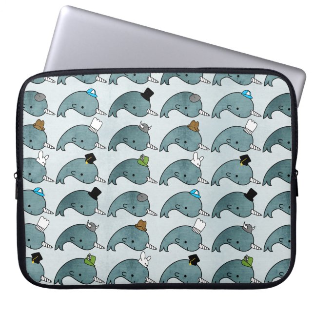 Kawaii Cartoon Grunge Narwhals hats Laptop Bag (Front)