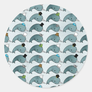 Kawaii Cartoon Grunge Narwhals with hats Sticker