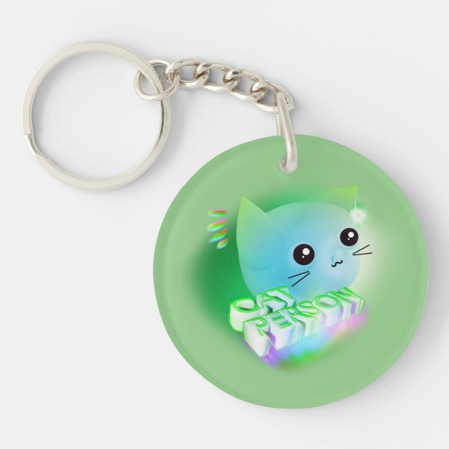 Kawaii Cartoon Kitten Key Ring (Front)