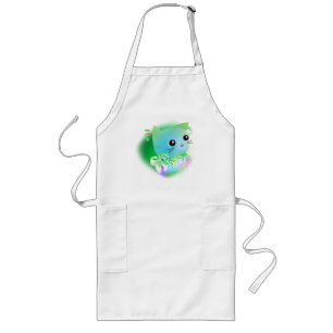 Kawaii Cartoon Kitten  Long Apron