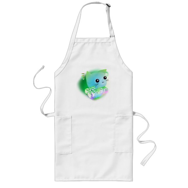Kawaii Cartoon Kitten  Long Apron (Front)