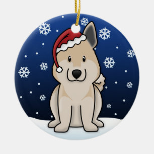 Kawaii Cartoon Norwegian Buhund Christmas Ornament