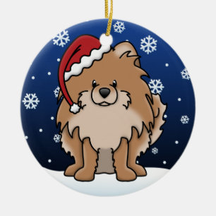 Kawaii Cartoon Red Pomeranian Ceramic Ornament