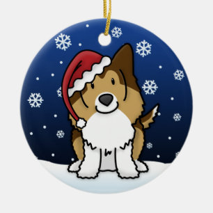 Kawaii Cartoon Sable Sheltie Christmas Ornament