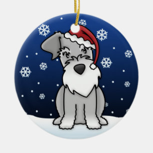 Kawaii Cartoon Schnauzer Christmas Ornament