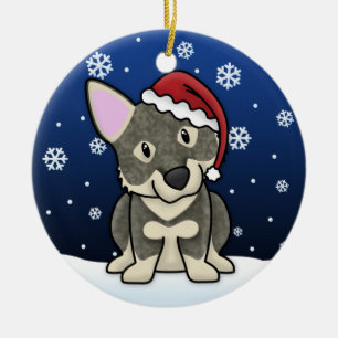 Kawaii Cartoon Swedish Vallhund Christmas Ornament