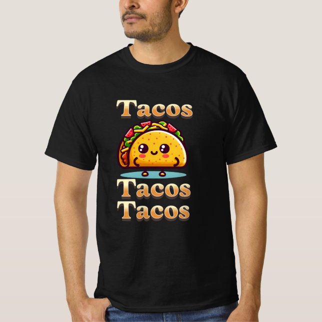 Kawaii Cartoon Tacos  T-Shirt (Front)