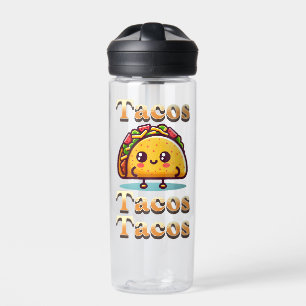 Kawaii Cartoon Tacos Water Bottle