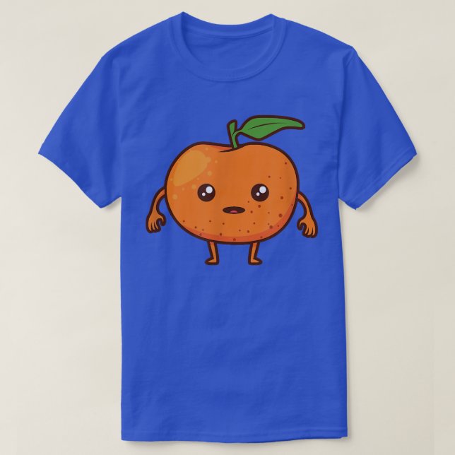 Kawaii Cartoon Tangerine  T-Shirt (Design Front)