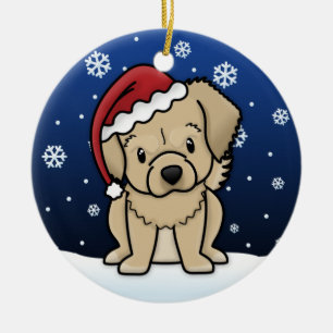 Kawaii Cartoon Tibetan Spaniel Christmas Ceramic Tree Decoration