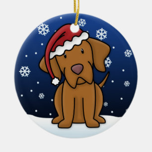 Kawaii Cartoon Vizsla Christmas Ornament
